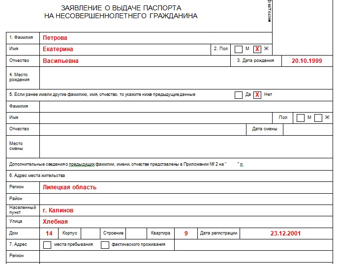 Загранпаспорт старого образца до 14 лет анкета